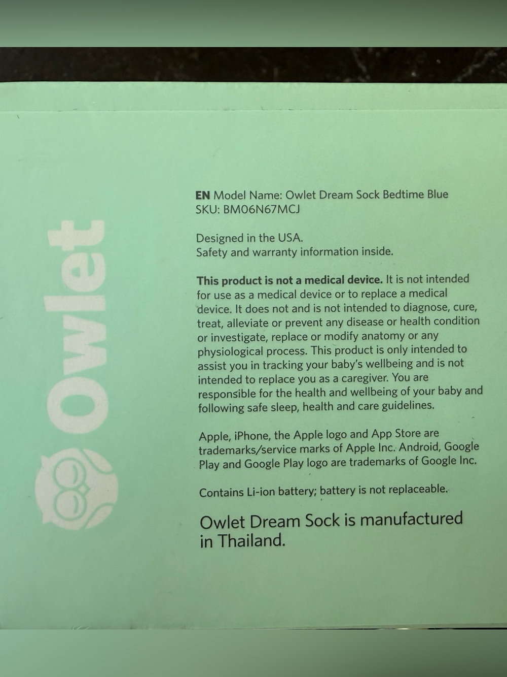 Owlet Dream Sock® Smart Baby Monitor - Bedtime Blue - Picture 2 of 7